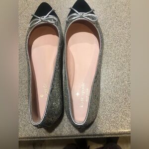 Kate Spade Glittery Silver Flats